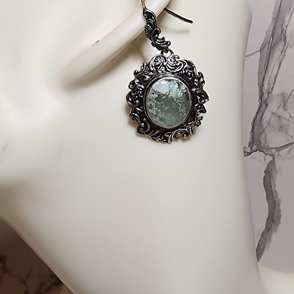 Paz Creations Sterling Silver Roman Glass Made in Israel Earrings - Picture 6 of 8